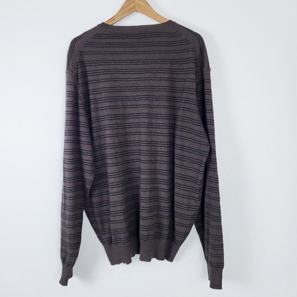 Merino Wool Crew Neck Sweater V-neck stripes stripes soft long sleeve - Picture 6 of 9